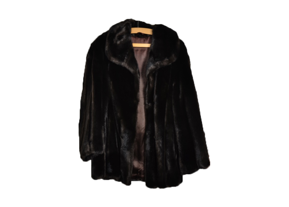 Two 20th Century fur coats, a rabbit fur three-quarter length coat, 85 cm, with a matching stole and