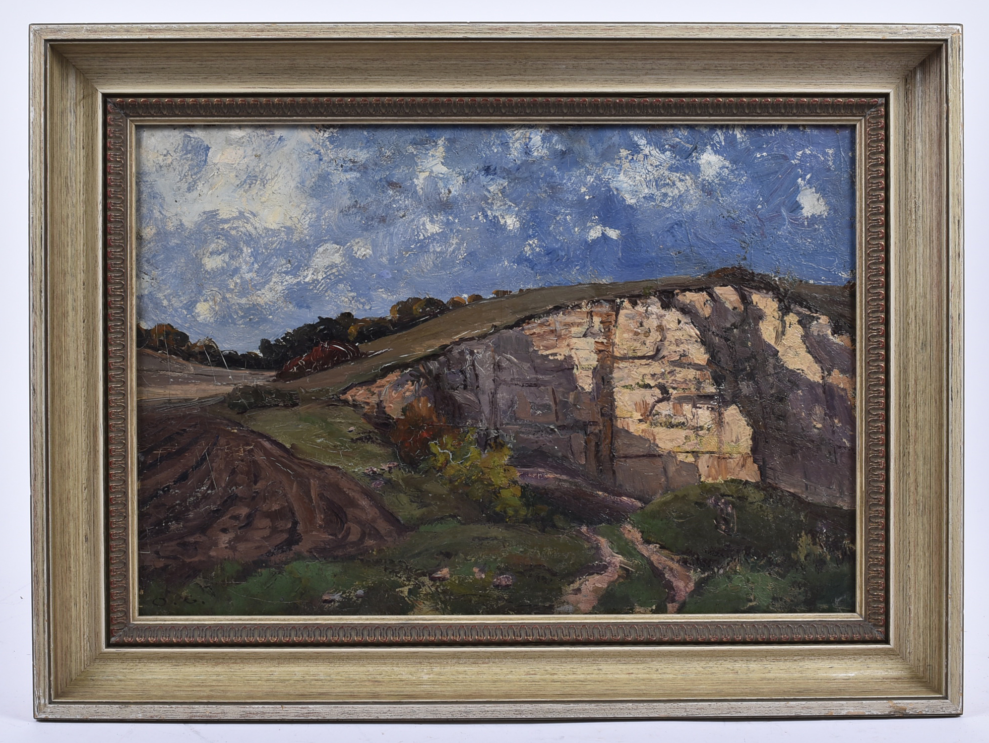 Otto Gampert (1842-1924) oil on board, 'Quarry at Grafrath', monogrammed 'O.G.' (lower left), - Image 2 of 2