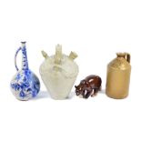 A selection of 20th Century ceramics, including two contemporary Delft plates and model of a