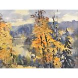 Edgars Vinters (1919-2014) pair of watercolours on paper, 'The Pine Forest' and 'Autumn Dusk',