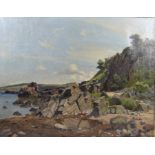 Reinholdt Nielsen (1891-1984) oil on canvas, 'Rocky Coastal Landscape', signed 'Reinholdt Nielsen'