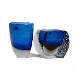A mid 20th century Murano Mandruzzato Sommerso vase, with two textured sides and an internal blue