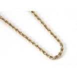 A 9ct gold rope twist necklace, marked to clasp, 14g, 62cm max