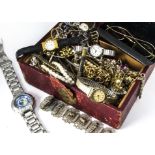 A quantity of silver and gold plated costume jewels, including a fancy padlock gilt metal