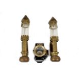 A pair of GWR brass carriage lamps, complete with glass shades; together with a Miller & Co