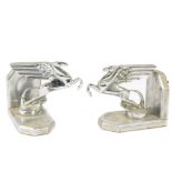 A pair of Art Deco chrome bookends modelled as Pegasus, 14 cm wide (2)