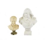 An A.Giannelli alabaster bust of Strauss on a marble stand, 1972 signed, 23 cm high, together with