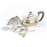 A collection of silver and silver plate, including a George V silver teapot by W & G Sissons, half