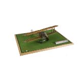 A constructed wooden skeleton model kit of a Sopwith Camel, the famous WWI biplane fighter, well