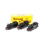 Tri-ang TT Gauge T90 unlined black 'Jinty' Locomotives, two with instructions, all in original