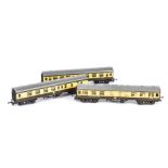 Tri-ang TT Gauge BR WR late issue chocolate and cream Coaches, 1st/2nd, Restaurant Car and 2nd/