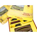 Tri-ang TT Gauge 'Jinty' Train Sets, TAX comprising BR black Jinty, one maroon Suburban coach and an