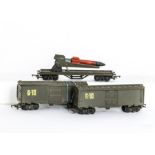 A pair of Tri-ang Hornby unboxed 00 Gauge Battlespace G10 Q Car Rocket Launchers and Rocket