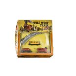 Tri-ang Wild West 00 Gauge Clockwork Train Set, comprising red 1963 0-4-0 Engine, tender, 4-wheel