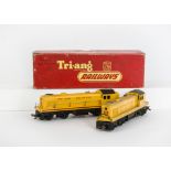 A pair of Tri-ang 00 Gauge R155 Transcontinental early yellow Diesel Switchers, comprising 5007,