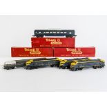 Tri-ang 00 Gauge Transcontinental Double-Ended Diesels and blue coaches, comprising Power Cars (