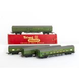 Tri-ang 00 Gauge Transcontinental two tone green Passenger Coaches, comprising R335 70831 open