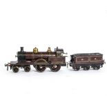 A Bing Gauge I Clockwork Midland Railway 4-4-0 Locomotive and Tender, in MR crimson as no 2631, with