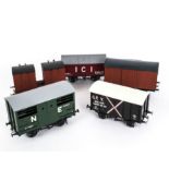 Kit-built Gauge I Freight Stock, comprising an ICI salt wagon in red/grey from a Northern Fine Scale