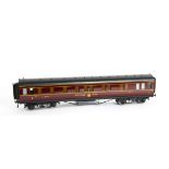 An Exley for Bassett-Lowke 0 Gauge K6 LMS 1st/3rd Composite Sleeping Coach, in LMS maroon, with