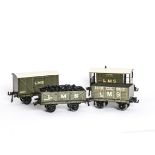 Bassett-Lowke 0 Gauge Pre-war LMS Freight Stock, comprising open wagon 24468, Loco Coal wagon 45321,