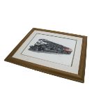 Jonathan Clay Water Colour American Steam Locomotive, a framed and glazed water colour depicting