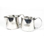 Pre-war Pullman Teapot and Hot Water Jug, a pair of Silver Plated examples by Walker and Hall,