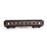 An Exley for Bassett-Lowke 0 Gauge LMS Corridor 3rd class Coach, in LMS maroon, with embossed