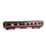 An Exley for Bassett-Lowke 0 Gauge K6 LMS Corridor Buffet Car, in LMS maroon, with embossed