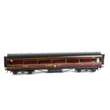 A Late Exley for Bassett-Lowke 0 Gauge LMS 1st/3rd Composite Sleeping Coach, in LMS maroon, with