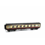 A Late Exley for Bassett-Lowke 0 Gauge BR Corridor 1st class Coach, in BR Carmine/Cream livery, with