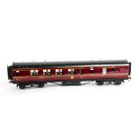 A Late Exley for Bassett-Lowke 0 Gauge LMS Corridor Brake/3rd class Coach, in LMS maroon, with