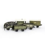 Bassett-Lowke 0 Gauge Pre-war LMS Freight Stock, comprising open wagon 24468, F, another with