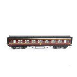 An Exley for Bassett-Lowke 0 Gauge K6 LMS Corridor 1st class Coach, in LMS maroon, with embossed