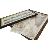 Railway Maps and Carriage Prints, framed and glazed examples including, 1949 BR network map of the