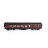 An Exley for Bassett-Lowke 0 Gauge K5 LMS Corridor Brake/3rd class Coach, in LMS maroon, with