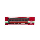 LGB G Scale 33670 Rhätische Bahn 2nd Class Coach, in red, silver and black, with electric