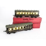 Two Boxed Hornby 0 Gauge No 2 Special Pullman Coaches, comprising saloon car 'Loraine' and brake