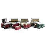 Post-war Hornby 0 Gauge Rolling Stock, comprising LNER teak coaches (5) and brake van, BR crimson