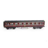 An Exley for Bassett-Lowke 0 Gauge K5 LMS Corridor 1st class Coach, in LMS maroon, with