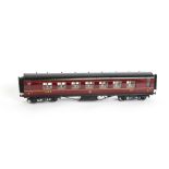 A Late Exley for Bassett-Lowke 0 Gauge LMS Corridor 3rd class Coach, in LMS maroon, with larger