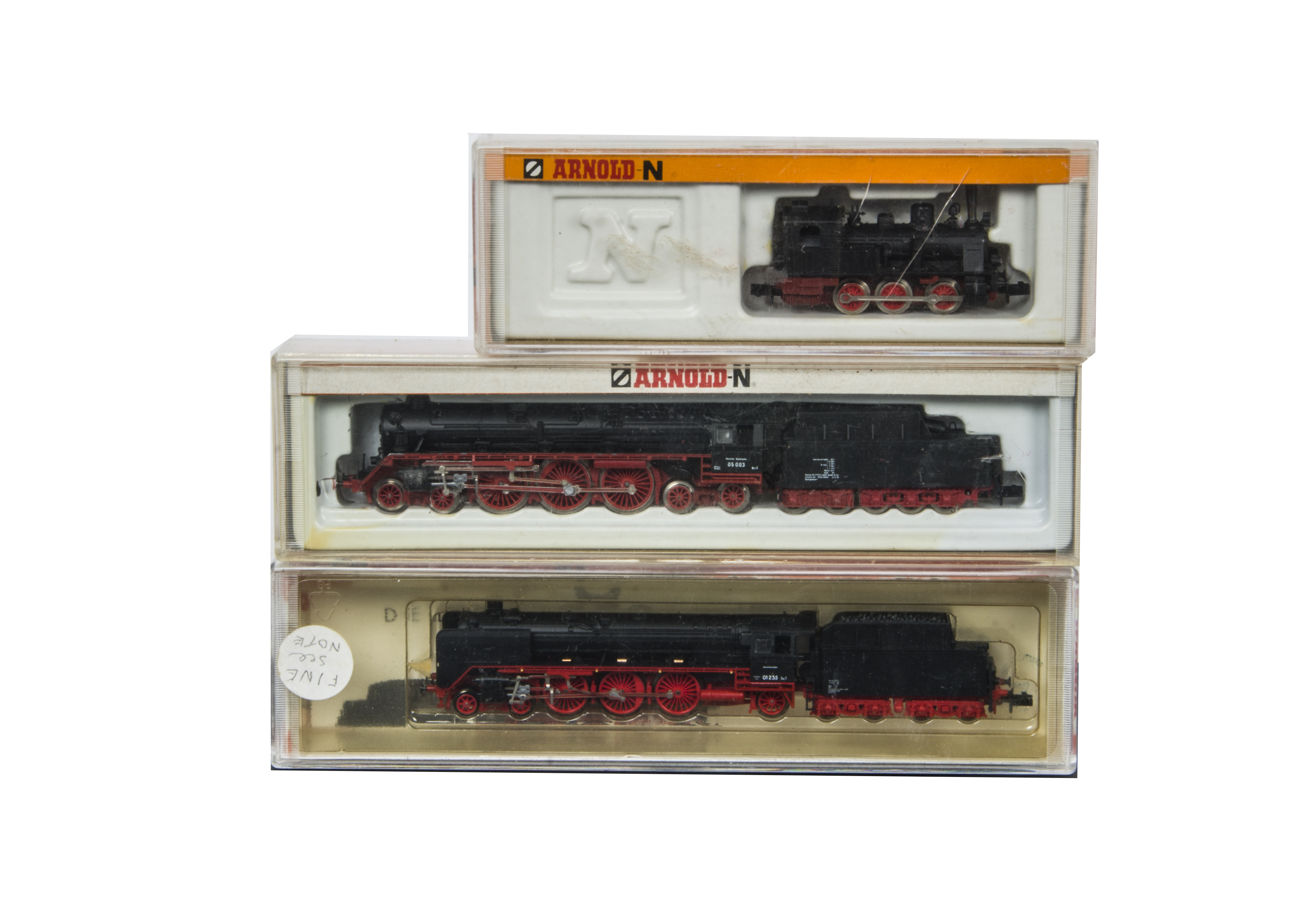 N Gauge Arnold Steam Locomotives, a cased trio, comprising 82521, BR 01 234 and 82215 BR 05 both