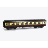 A Late Exley for Bassett-Lowke 0 Gauge BR Corridor 1st class Coach, in BR Carmine/Cream livery, with