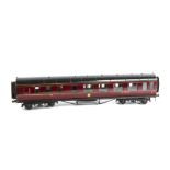 An Exley for Bassett-Lowke 0 Gauge K5 LMS Corridor Brake/1st class Coach, in LMS maroon, with