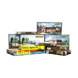 N Gauge Building Kits and Accessories, boxed collection comprising Minitrix 6509 level crossing