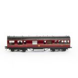A Late Exley for Bassett-Lowke 0 Gauge LMS Inspection Saloon Coach, in LMS maroon, with embossed