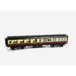 A Late Exley for Bassett-Lowke 0 Gauge BR Corridor 1st Class Restaurant Car, in BR Carmine/Cream