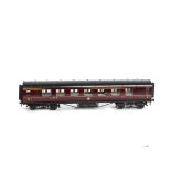 An Exley for Bassett-Lowke 0 Gauge K5 LMS Corridor 1st/3rd class Composite Coach, in LMS maroon,