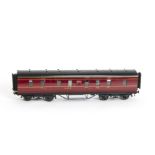 A Late Exley for Bassett-Lowke 0 Gauge LMS Corridor Full Brake Coach, in LMS maroon, with larger