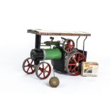 A Mamod Spirit-fired TE1a Traction Engine, in the regular green/red livery, with spirit burner,